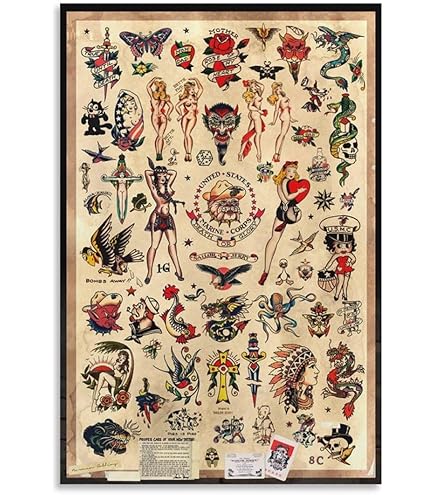 Amazon.co.jp: Sailor Jerryタトゥーフラッシュ（スタイルA）ポスター